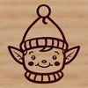 Christmas Elf Silhouette A simple line drawing of a cheerful Christmas elf's head, ideal for various digital projects and designs.