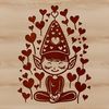 Love-Themed Christmas Elf Vector Art A whimsical Christmas elf character design with love hearts, suitable for vector art projects.