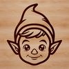 Holiday Head Illustration Simple line drawing illustration of a Christmas elf's head.