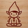 Merry Christmas Sprite A cartoon Christmas elf sitting on a branch.