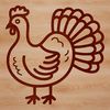 Single Turkey Bird Line Drawing Vector An illustration of a single bird commonly raised on farms during the holiday season.