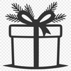 A stylized illustration of a wrapped gift box in a simple vector design.