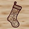 Christmas Stocking Design with Intricate Details A decorative Christmas stocking with intricate details, designed as a vector graphic.