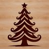 A minimalist vector graphic design representation of a Christmas tree in a modern style.