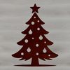 A stylized vector illustration of a Christmas tree decorated with ornaments and lights.