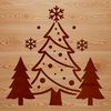 A digital illustration of a stylized Christmas tree, suitable for commercial and personal use.