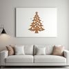 A digital illustration of a traditional Christmas tree in a minimalist style.