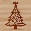 A minimalist graphic representation of a Christmas tree in bold lines and shapes.