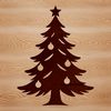 A simple, stylized illustration of a Christmas tree with ornaments.