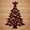 A minimalist vector graphic design of a Christmas tree, perfect for cutting or engraving into various materials.