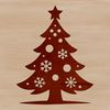 A stylized illustration of a Christmas tree in a minimalist design.