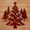 A minimalist vector design featuring a Christmas tree silhouette suitable for various applications.