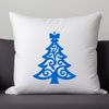 A stylized Christmas tree made from geometric shapes in a monochromatic color scheme.