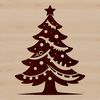 A minimalist vector illustration of a Christmas tree with greenery and ornaments.