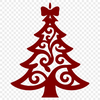 A graphic representation of a traditional Christmas tree with green branches and ornaments.
