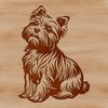 An illustration of a Yorkshire terrier in a sitting position, created using scalable vector graphics (SVG).