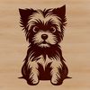 A vector illustration of a sitting Yorkshire Terrier dog breed, suitable for digital use.