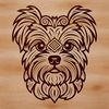 Yorkie Silhouette Vector design of a small dog breed, featuring a Yorkshire Terrier in a detailed style.