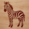 Standing Zebra Clip Art SVG A whimsical illustration of a standing zebra in a safari setting.